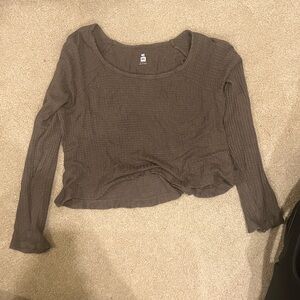 Olive green long sleeve waffle t shirt